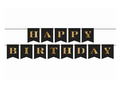 Baner flagi czarny z napisem Happy Birthday - 250 cm - 1 szt.