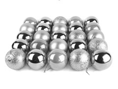 Bombki choinkowe srebrne - 6 cm - 25 szt.