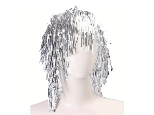 Peruka foliowa srebrna - 1 szt.
