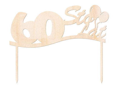 Topper drewniany na tort 60 sto lat - 1 szt.