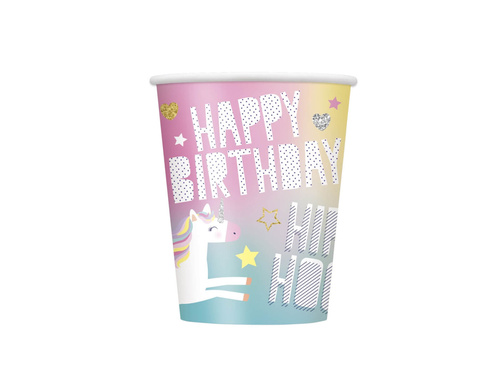Kubeczki papierowe Jednorożec - 266 ml - 8 szt.