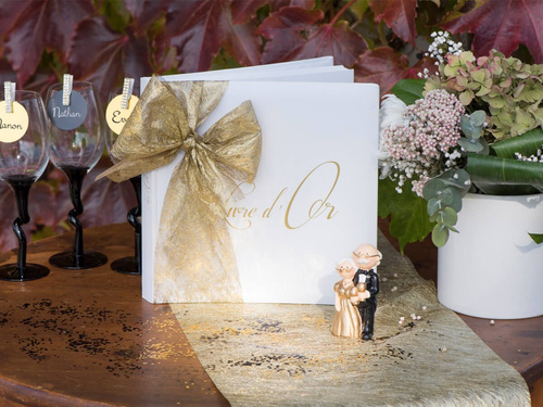 Dekoracja bieżnik metalizowany na stół - złoty - 30 cm x 5 m - 1 szt.