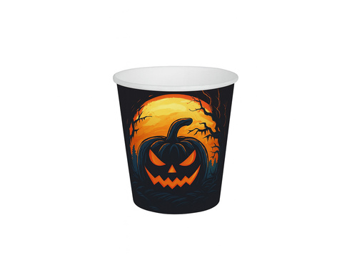 Kubeczki papierowe na Halloween Mroczna Dynia - 250 ml - 6 szt.