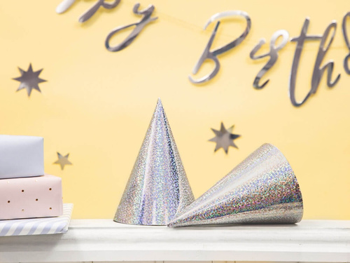 Czapeczki holograficzne srebrne - 6 szt.