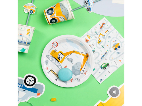 Talerzyki papierowe na urodziny Auta - 18 cm - 6 szt.