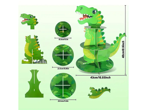 Stojak patera na babeczki Dinozaur - 1 szt.