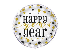 Balon foliowy okrągły Happy New Year - 46 cm - 1 szt.