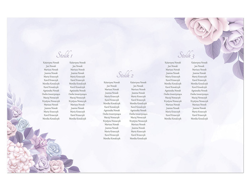 Plany stołów weselnych - 90x60 cm - 1 szt.