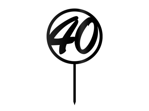 Topper z pleksi czarny na tort 40 urodziny - 1 szt.