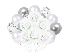 Zestaw balonów komunijnych biało-srebrny - 32 szt.