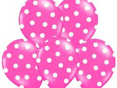 Balony lateksowe różowe w białe kropki - 30 cm - 50 szt.