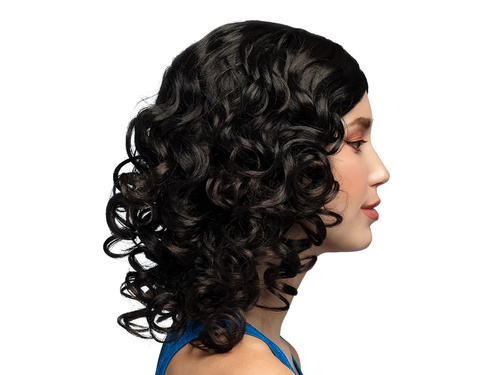 Peruka czarna z kręconymi włosami - 1 szt.