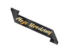 Szarfa urodzinowa Moje Urodziny czarna - 1 szt.