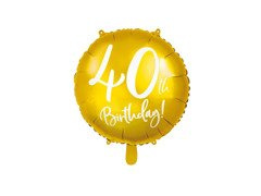 Balon foliowy złoty - 40th Birthday - 45 cm - 1 szt.