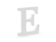 Drewniana dekoracja literka E - biała