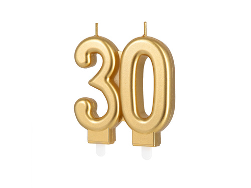 Świeczka na 30-tkę złota - 7,7 cm - 1 szt.