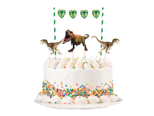 Zestaw dekoracji na tort T-Rex - 1 komplet