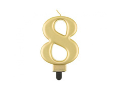 Świeczka cyferka metaliczna złota - 8 - osiem 
