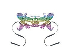 Maska karnawałowa ażurowa Tęczowy Motyl - 1 szt.