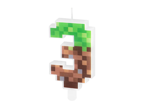 Świeczka cyferka Piksele - 3 - 1 szt.