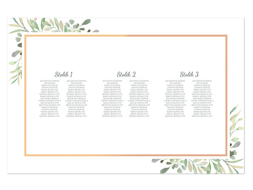 Plany stołów weselnych - 90x60 cm - 1 szt.