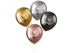 Balony lateksowe shiny 50 years! na pięćdziesiątkę - 33 cm - 4 szt.