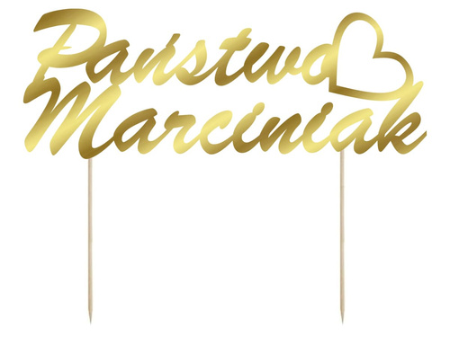 Topper na tort personalizowany na wesele - 15 cm