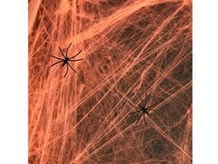 Pomarańczowa pajęczyna z pająkami na Halloween - 60 g - 1 op.