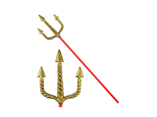 Złote spiralne widły z czerwonym trzonkiem - 120 cm