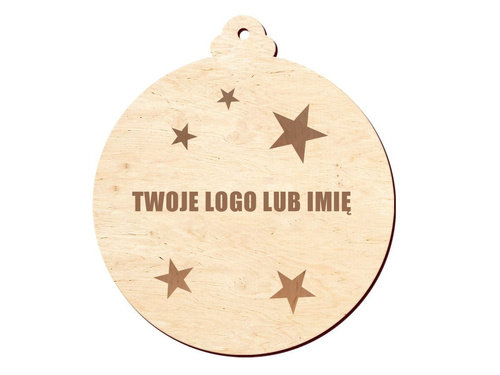 Zawieszka drewniana bombka z imieniem lub logo firmy - 11 cm - 1 szt.