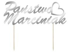 Topper na tort personalizowany na wesele - 15 cm