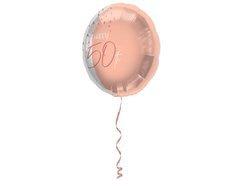 Balon foliowy różowe złoto Happy 50th - 45 cm - 1 szt.