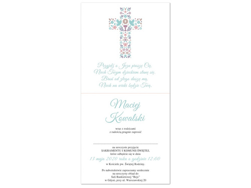 Zaproszenia personalizowane na I Komunię Świętą - 6 szt.