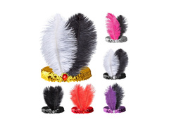 Cekinowa opaska Charleston z klejnotem i piórami