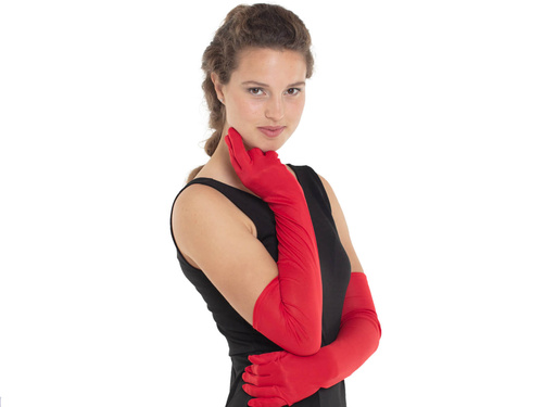 Rękawiczki karnawałowe czerwone długie - 50 cm