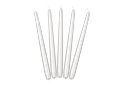 Świeca stożkowa metaliczna perłowa - 24 cm - 10 szt.