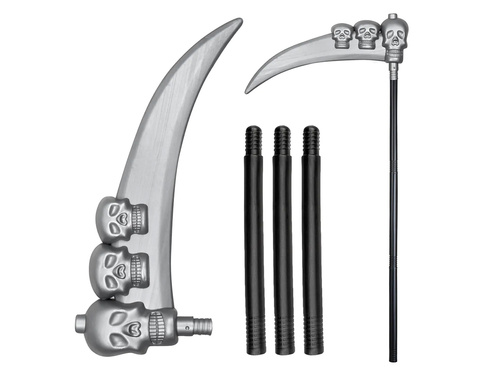 Kosa dla Kostuchy na Halloween z czaszkami - 103 cm - 1 szt.