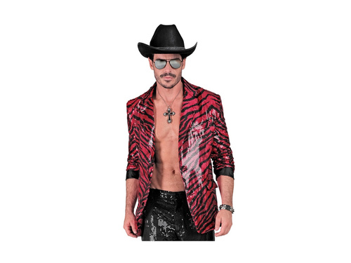 Imprezowa marynarka Party Fashion - różowa cekinowa z motywem zebry