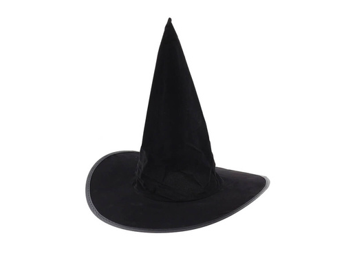Kapelusz czarownicy flokowany na Halloween - 1 szt.