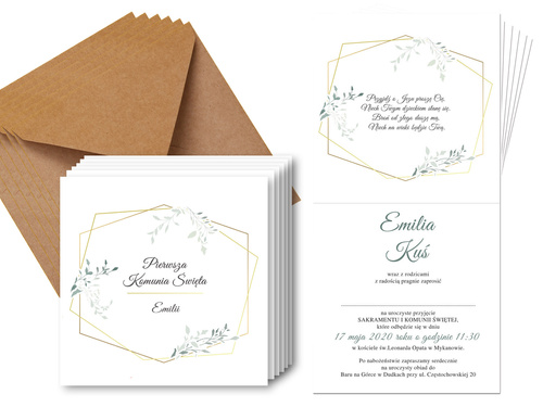 Zaproszenia personalizowane na I Komunię Świętą - 6 szt.