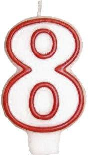 Świeczki cyferki z czerwoną obwódką - 18 - osiemnastka - 2 szt.