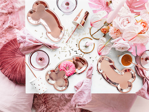 Talerzyki Same penis forever różowe złoto - 26,5 cm - 6 szt.