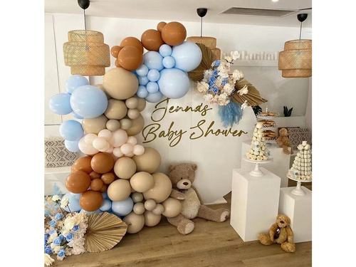 Zestaw balonów do girlandy balonowej brązowo-błękitny - 80 szt.