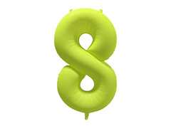 Balon foliowy cyfra 8 neonowy żółty - 86 cm - 1 szt.
