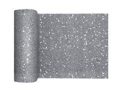 Dekoracja bieżnik brokatowy na stół - srebrny - 18 cm x 5 m - 1 szt.