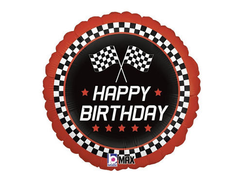Balon foliowy Wyścig Happy Birthday - 35 cm - 1 szt.