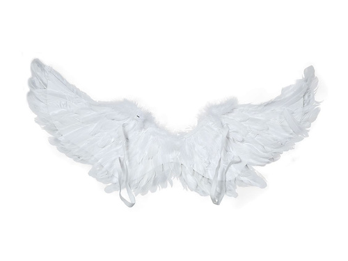 Świecące skrzydła anioła białe z piórami - 1 szt.