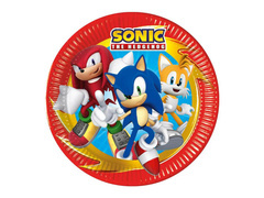 Talerzyki papierowe na urodziny Sonic - 23 cm - 8 szt.
