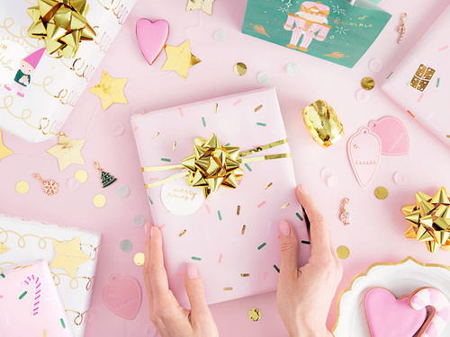 Zestaw wstążek i rozetek ozdobnych - metaliczne złote - 3 szt.