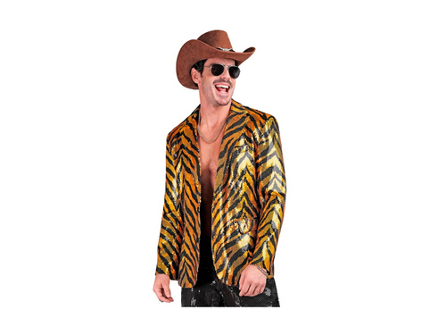 Imprezowa marynarka Party Fashion - pomarańczowy motyw tygrysa